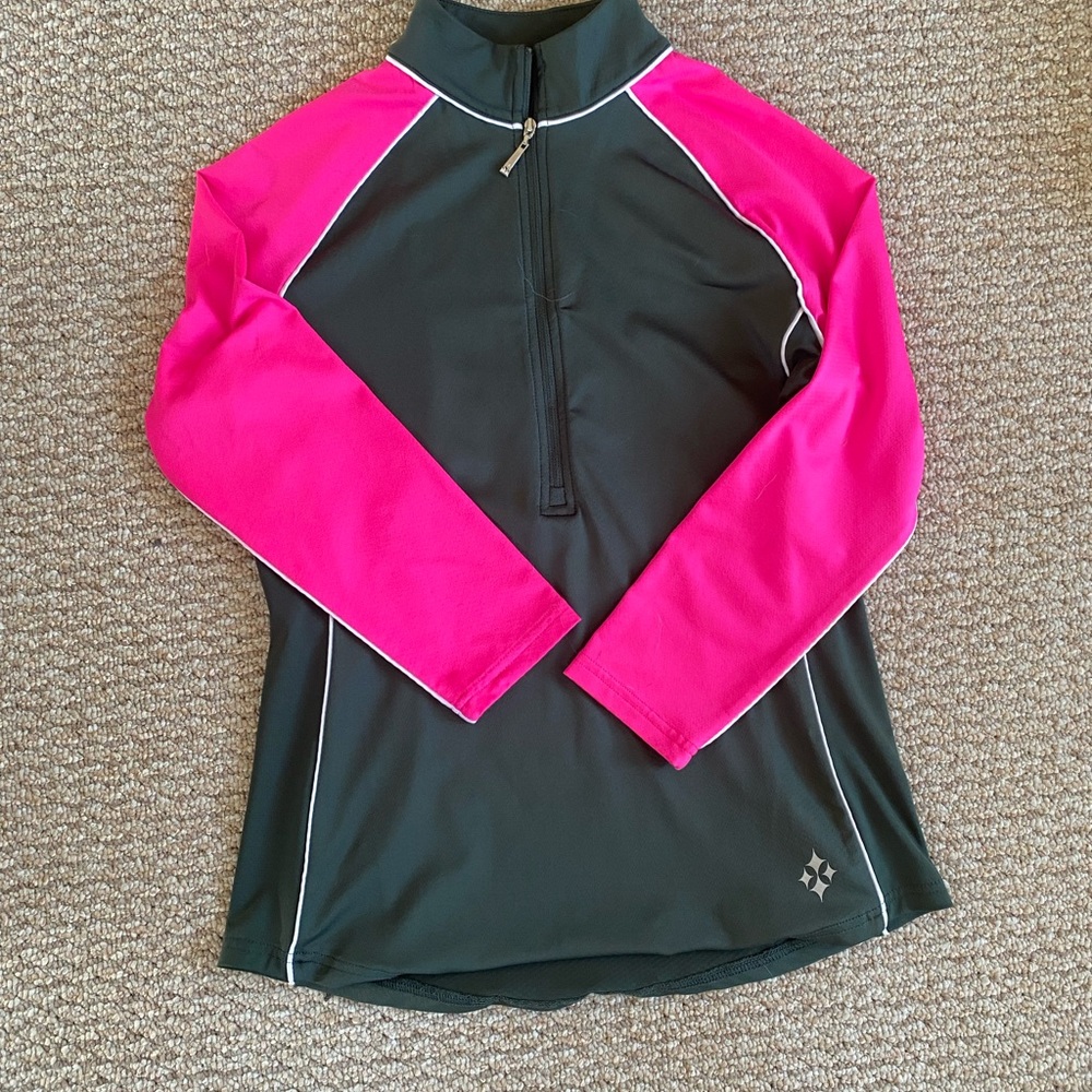 EUC JoFit raglan 3/4 sleeve pull over olive/pink size small golf tennis